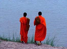 monks at the river
